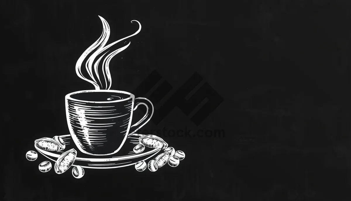 Picture of Morning hot coffee in a black mug with steam