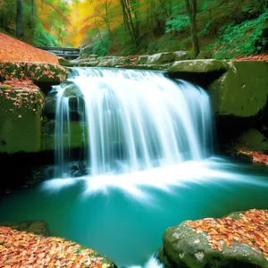 Majestic Waterfall Flowing Through Serene Forest