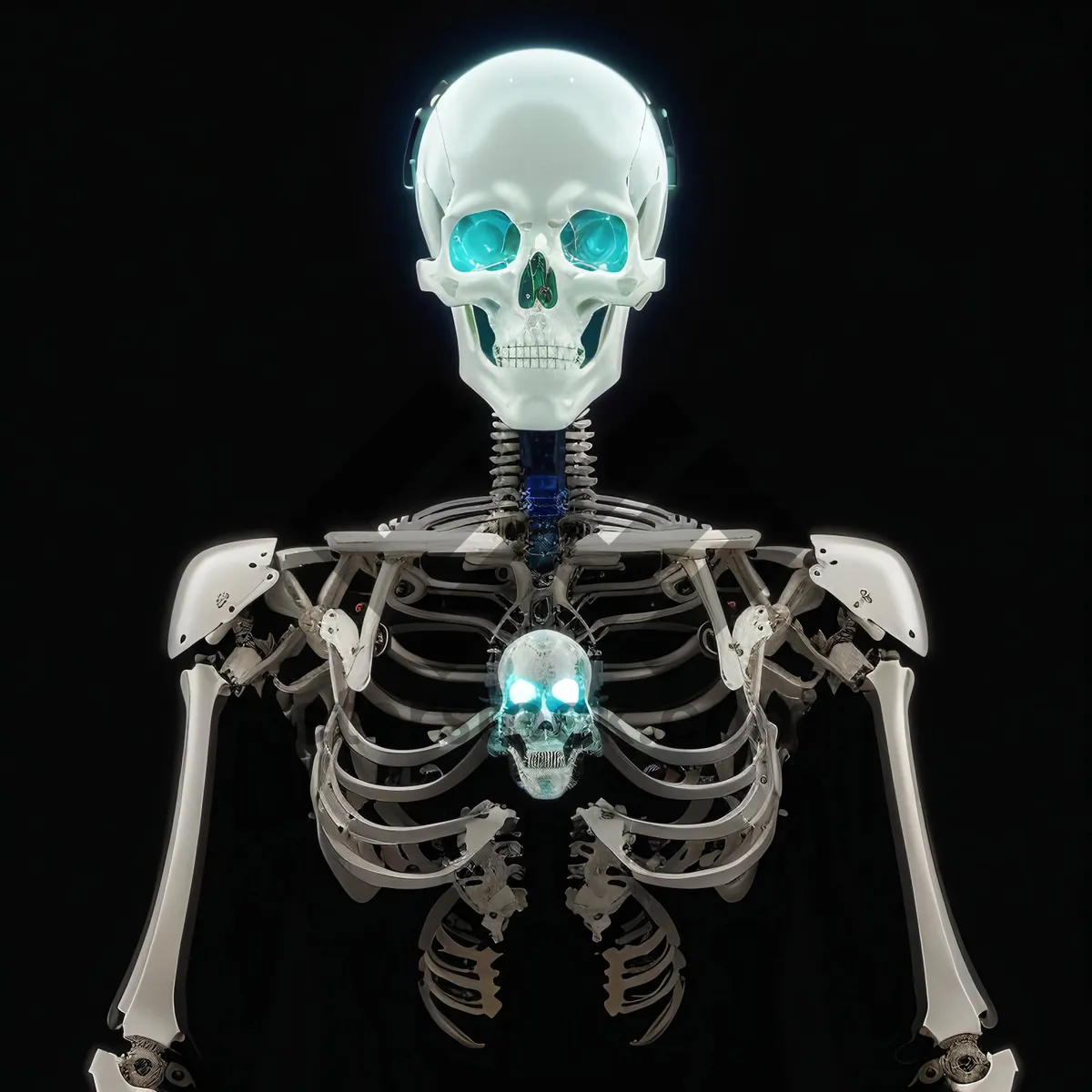 Picture of Male human head black skull bone anatomy 3D