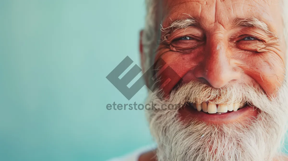 Picture of Happy senior man with gray mustache smiling portrait.