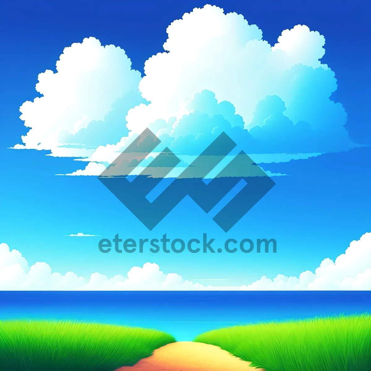 Picture of Serene Summer Sky Over Countryside Meadow