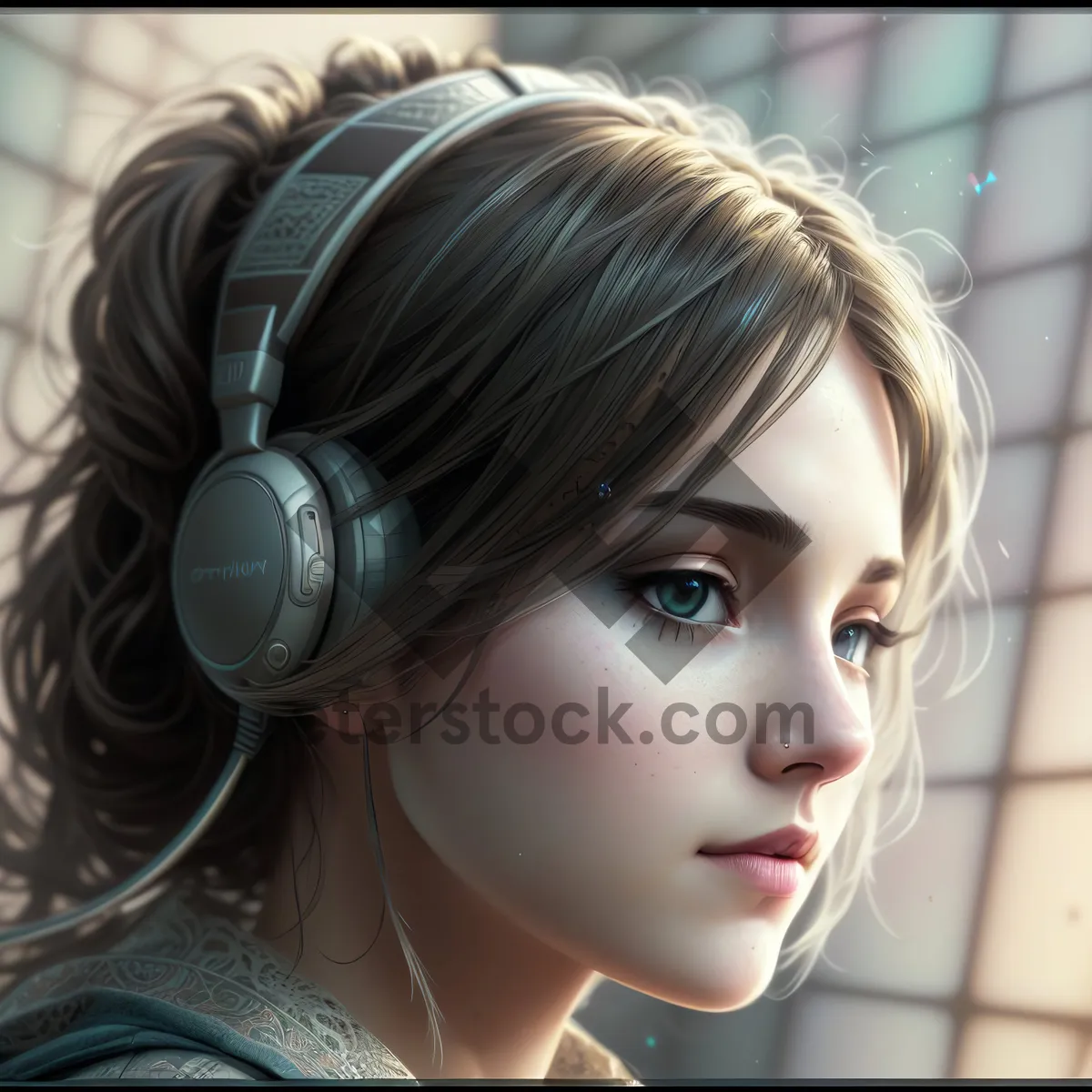 Picture of Stylish DJ Lady with Headset and Microphone