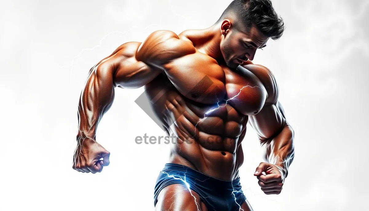 Picture of Muscular Athlete with Strong and Fit Body