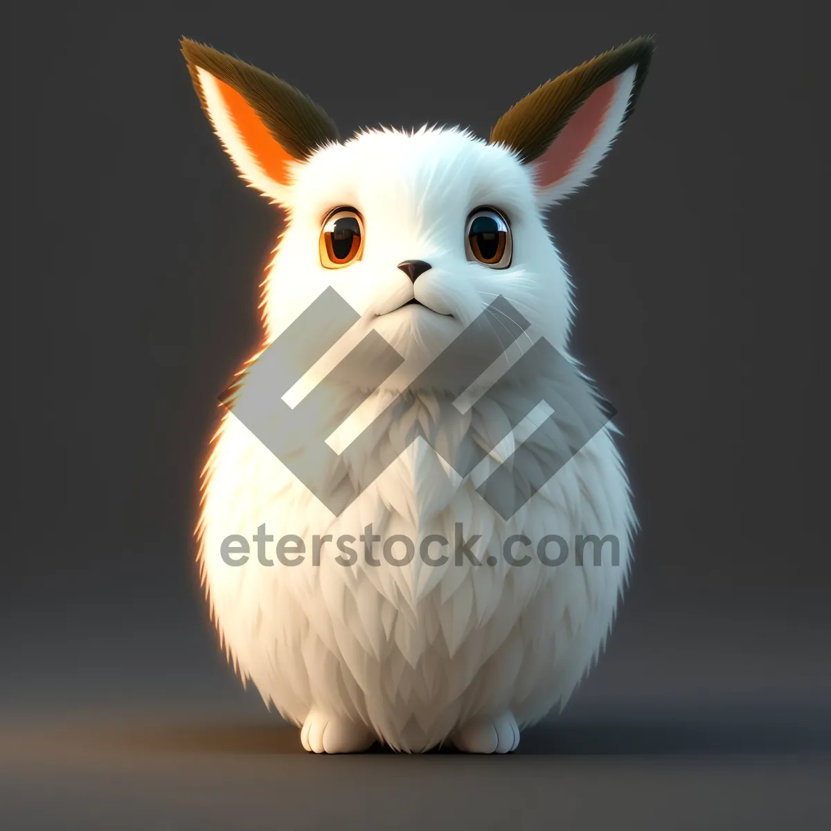 Picture of Cute White Bunny with Fluffy Ears