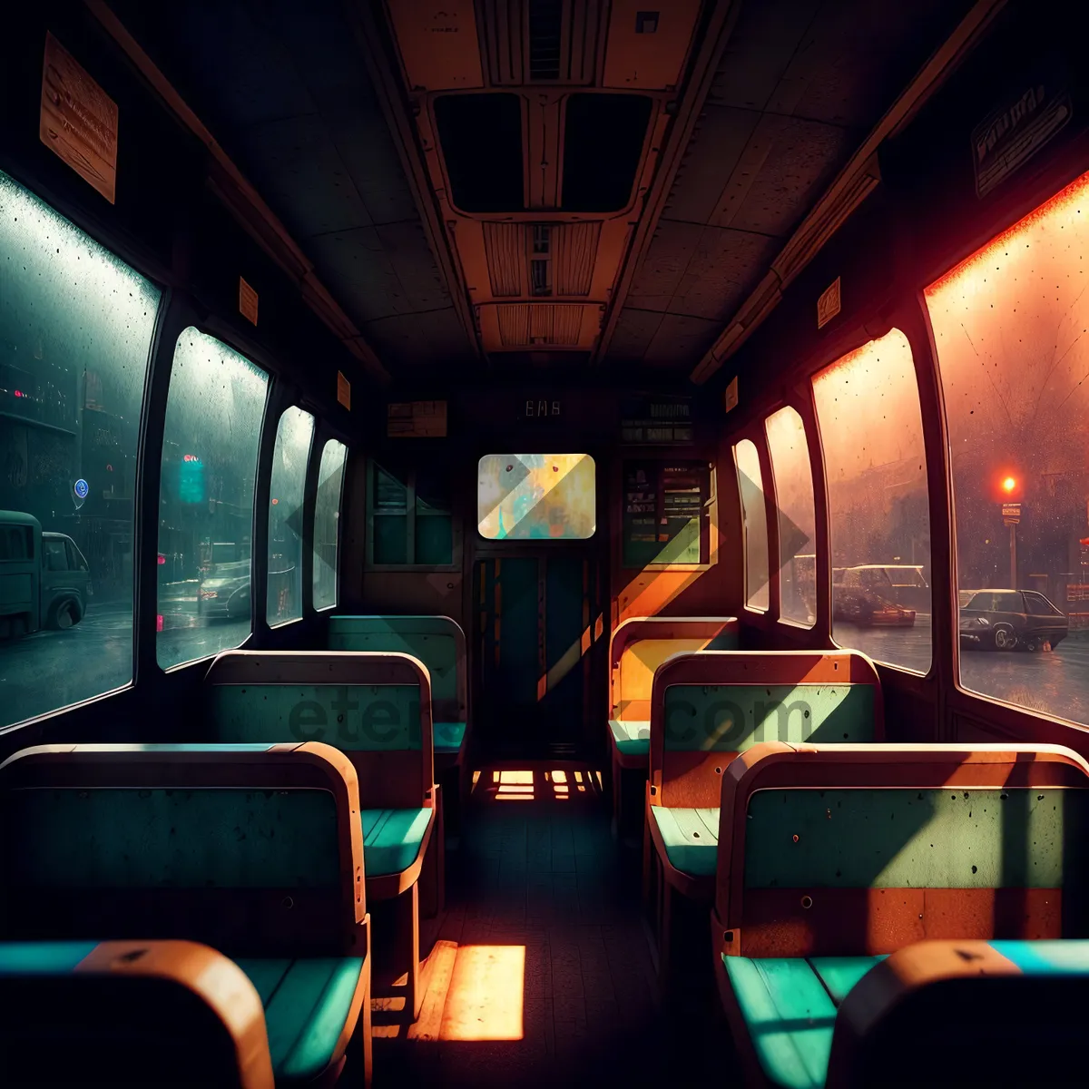 Picture of Modern Fast City Transportation Inside a Train