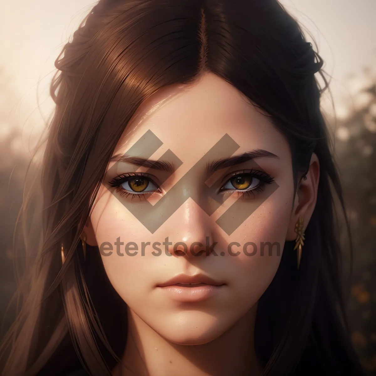 Picture of Stunning Brunette Fashion Portrait with Alluring Eyes