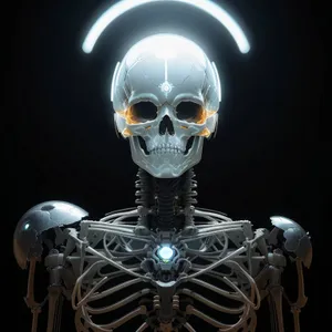 Male skull amulet sculpture - 3D horror anatomy concept