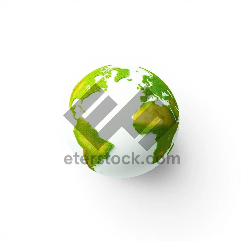 Picture of Shiny glass globe icon for environmental recycling concept