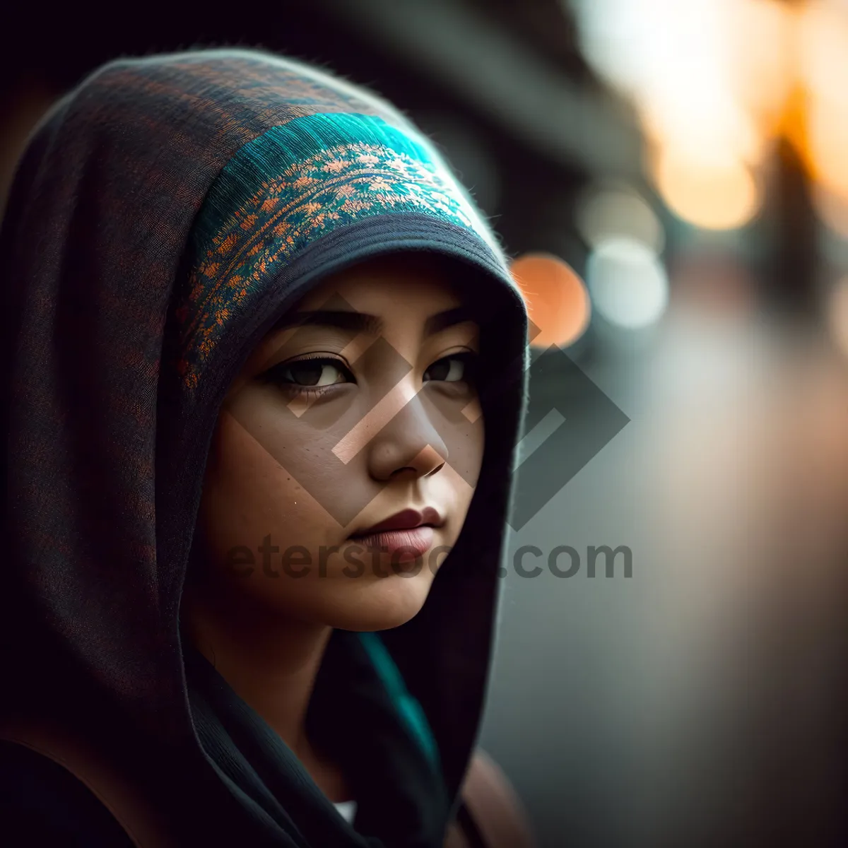 Picture of Smiling Fashion Model with Pretty Hat and Scarf