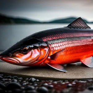 Fresh seafood catch: Coho salmon, tuna, and snapper.