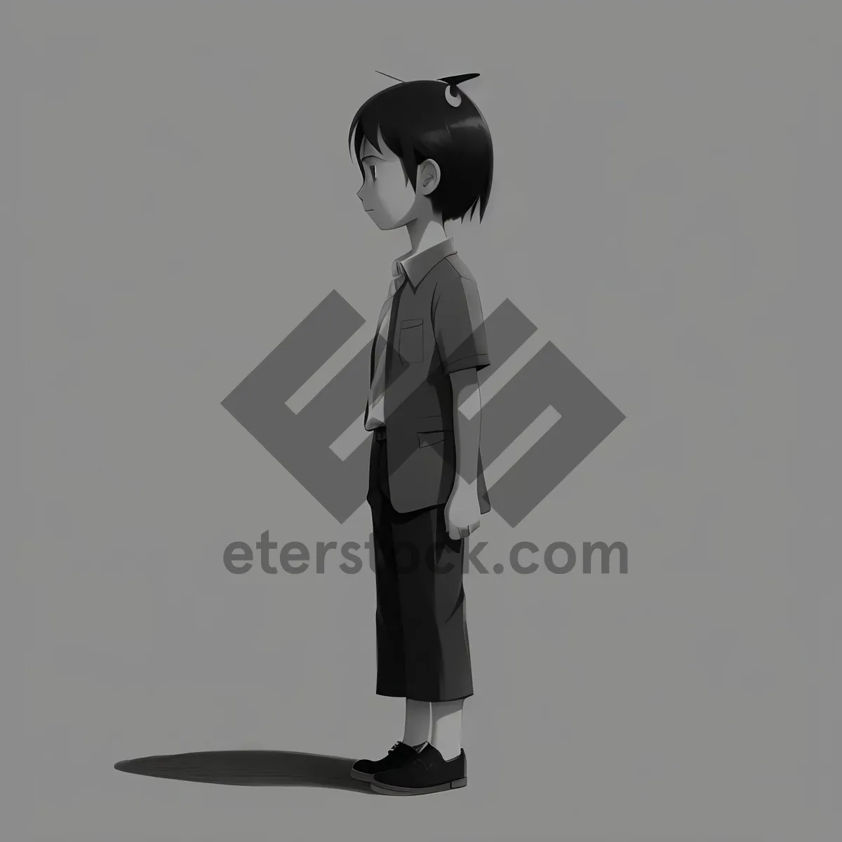 Picture of Sleek Silhouette of a Stylish Teen in Cartoon Suit.