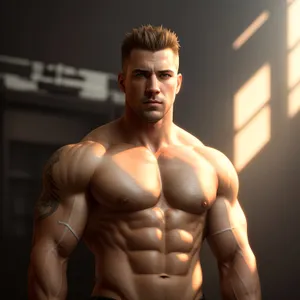 Powerful and Ripped Bodybuilder Flexing Muscles