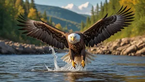 majestic bald eagle soaring above the water