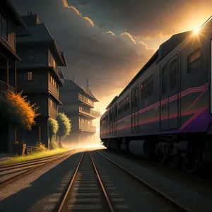 Vintage locomotive on railway tracks in a tunnel.