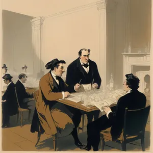 Professional business team sitting at conference table"
(Note: The text provided is an example of a short name for the image based on the given tags.)