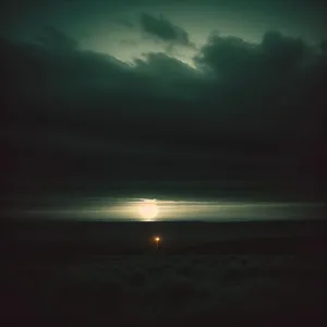 Sunset Horizon over Ocean's Reflective Waters