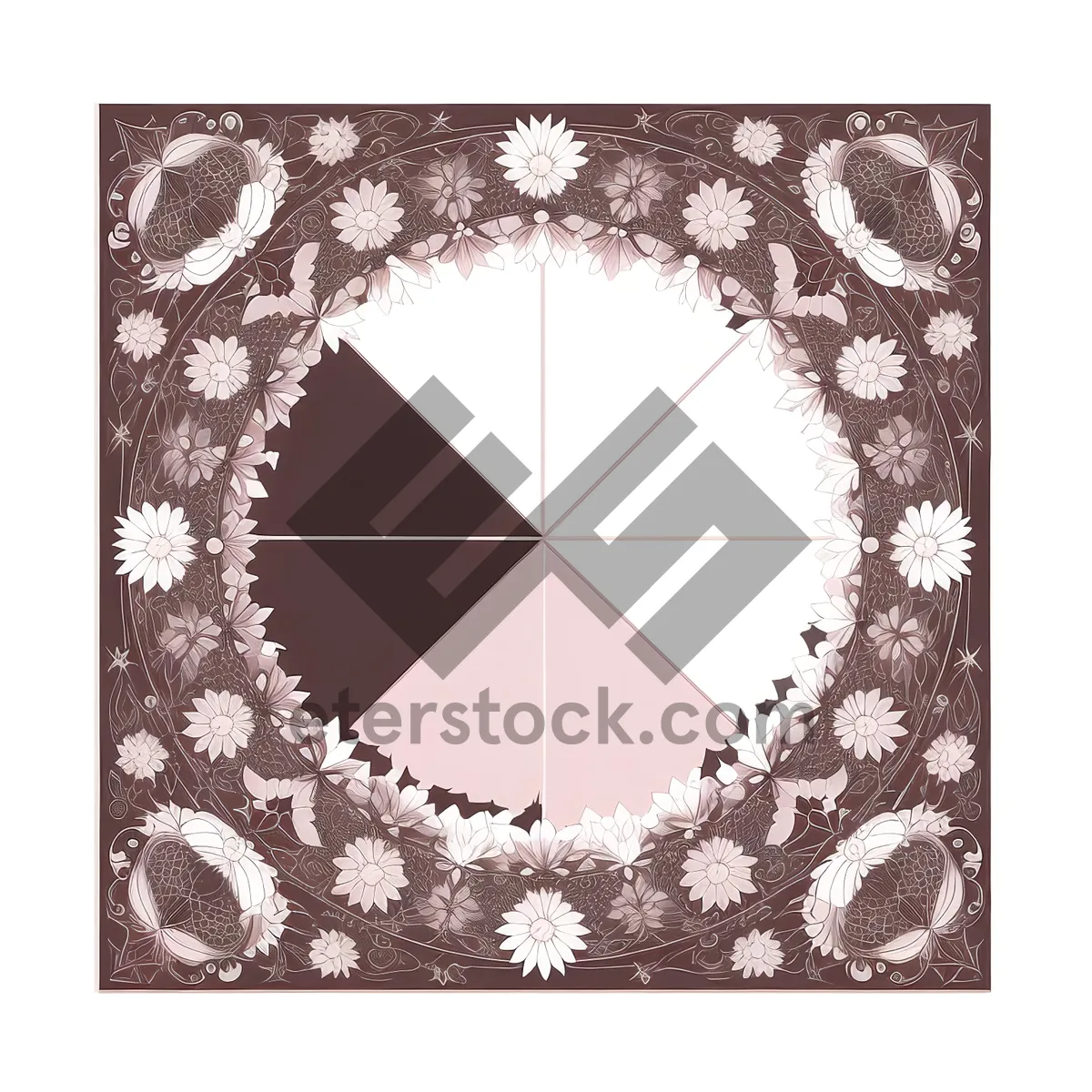Picture of Floral Decorative Border with Vintage Ornaments and Delicate Arabesque Design