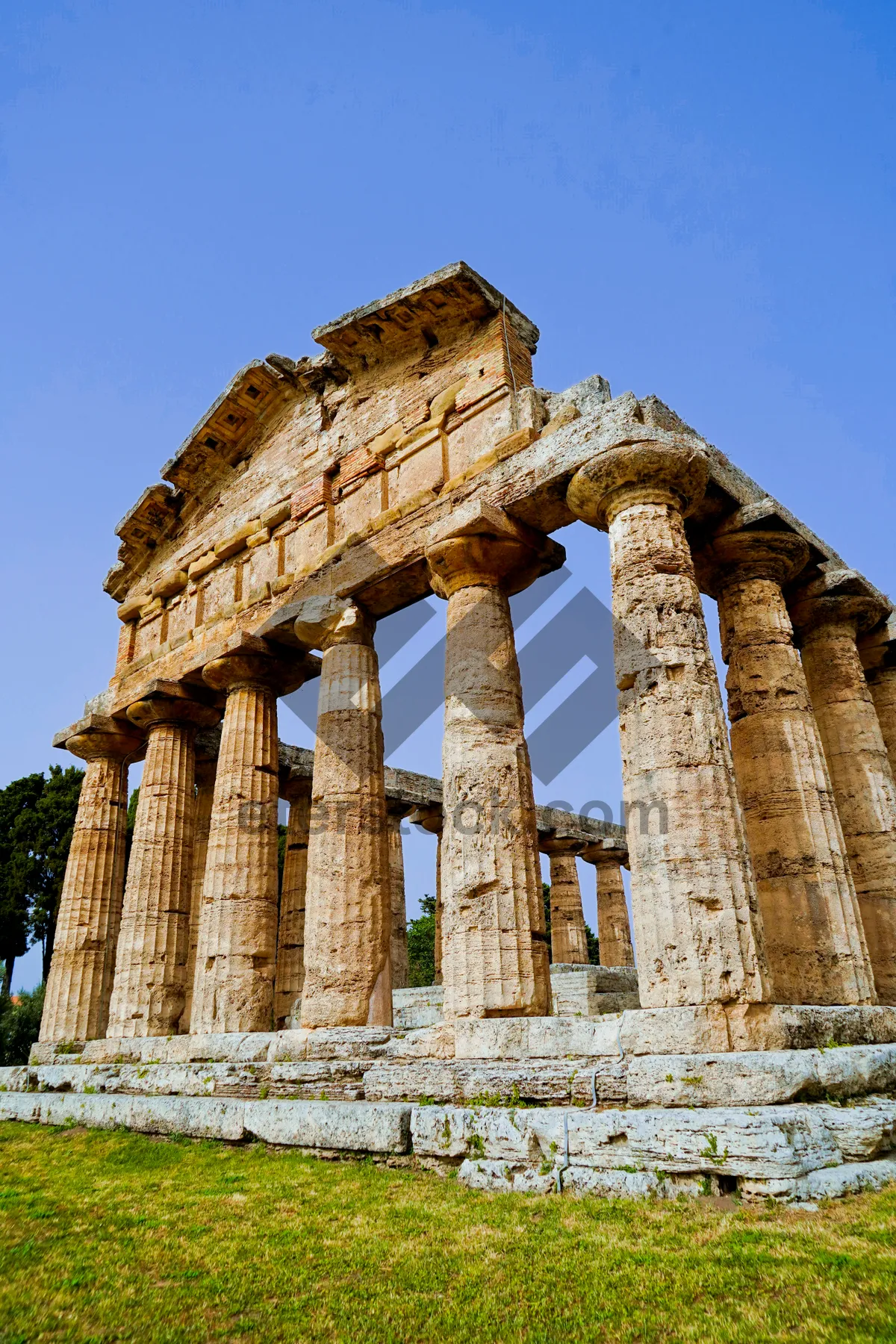 Picture of Ancient Roman Temple Ruins with Triumphal Arch.