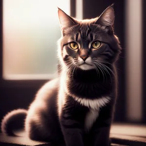 Adorable gray tabby kitten with mesmerizing eyes