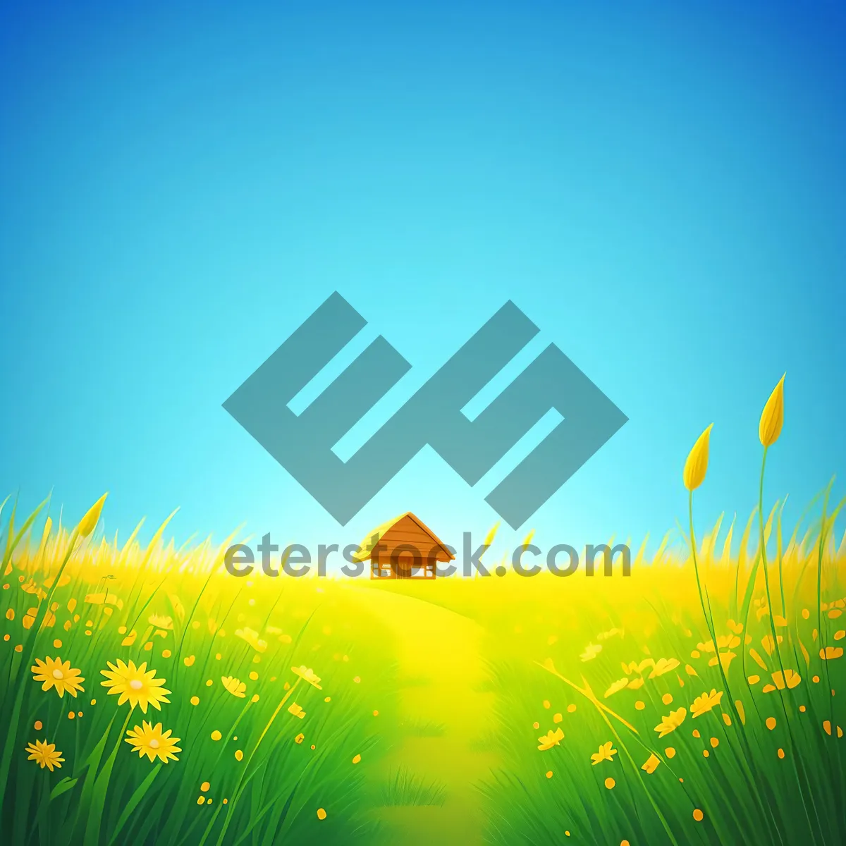 Picture of Vibrant Summer Meadow with Sunny Sky