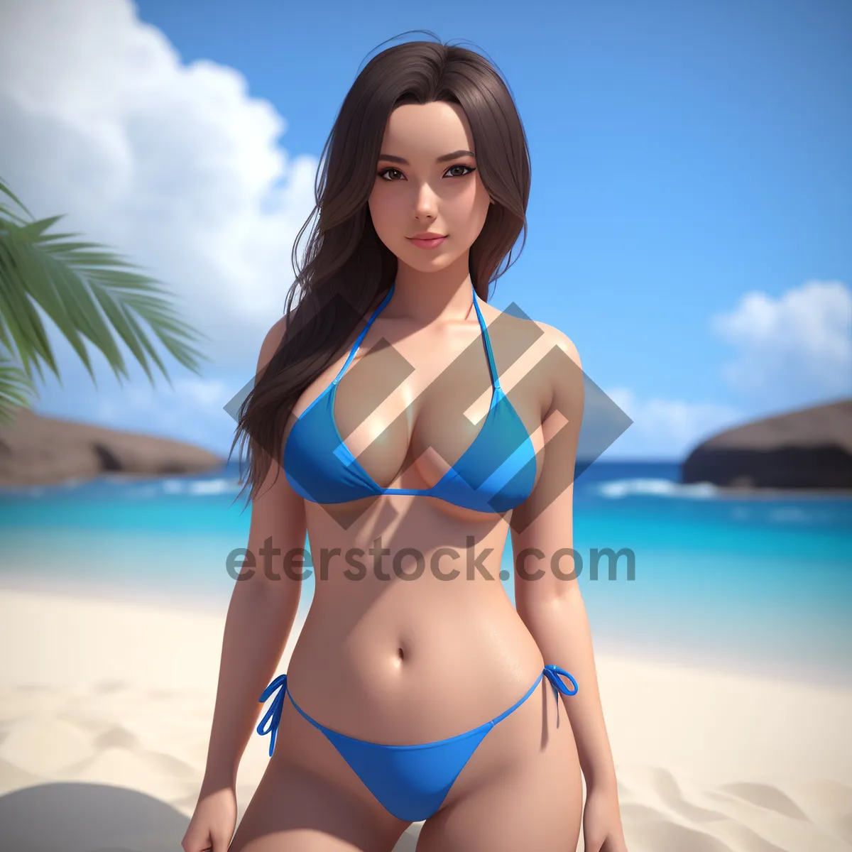 Picture of Beach Babe in Tropical Swimsuit