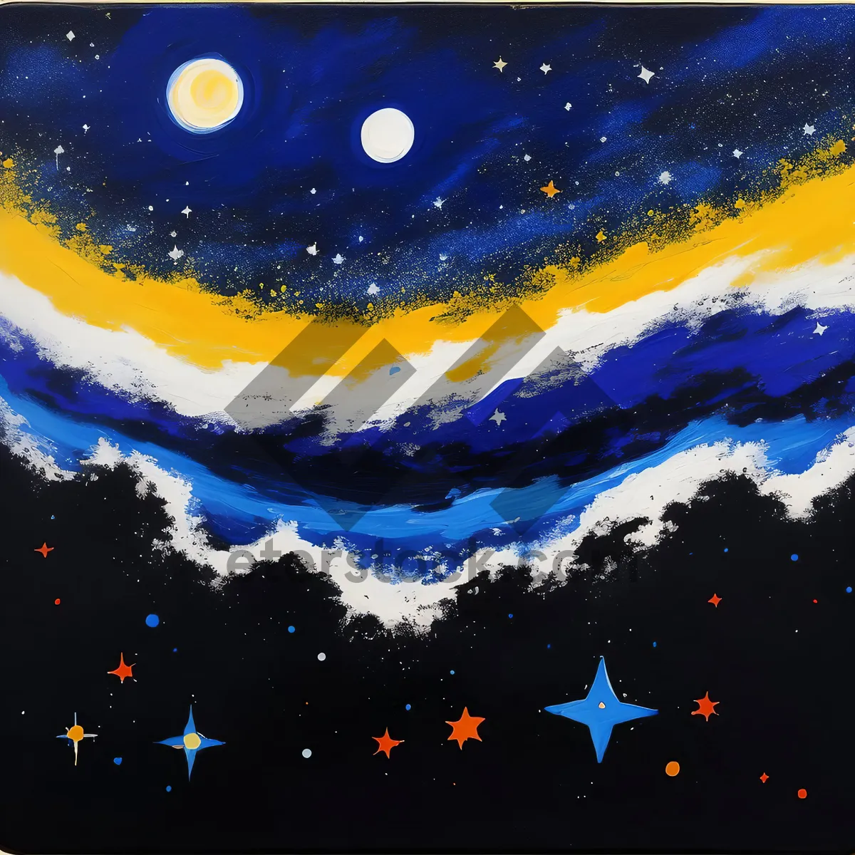Picture of Bright Glass Bowl with Moon and Stardust Pattern