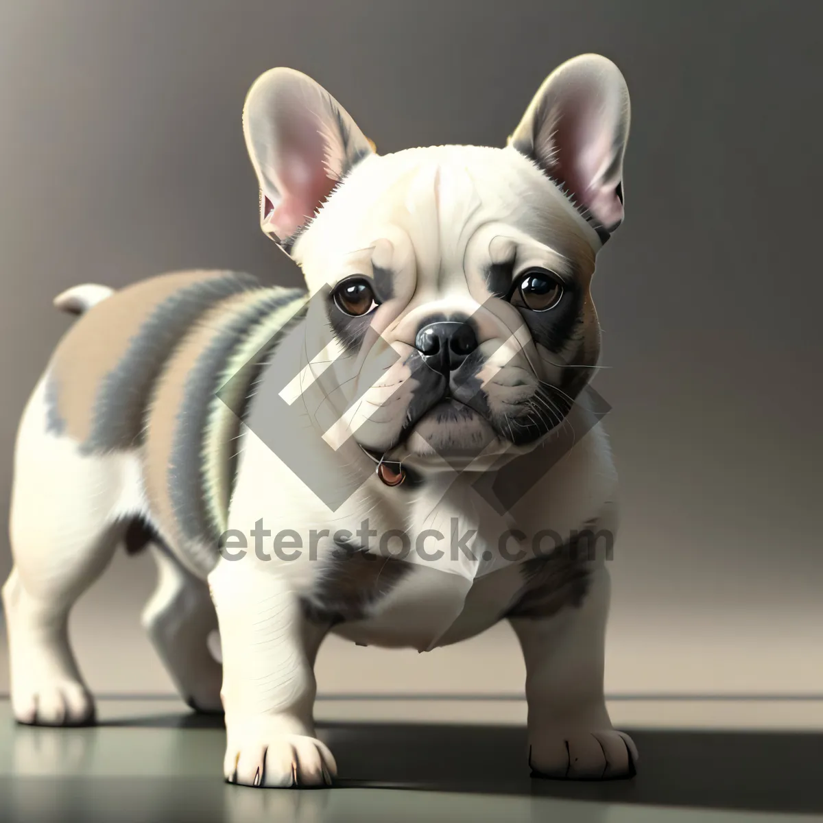 Picture of Charming Bulldog Puppy Sitting with a Delightful Wrinkled Expression