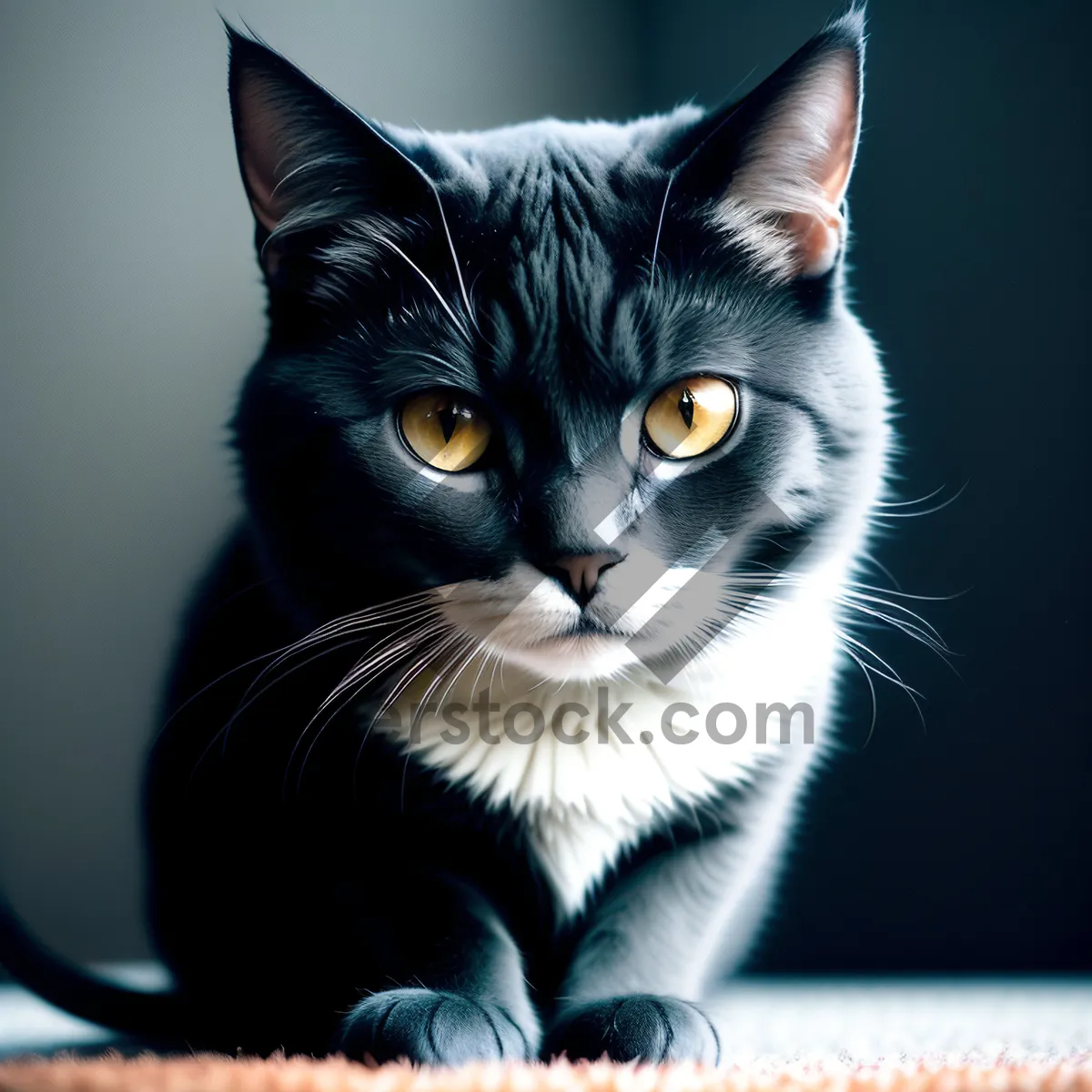 Picture of Fluffy Gray Tabby Kitten with Big, Cute Eyes