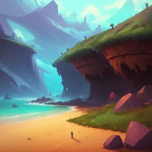 Serene Beachscape: Sun-kissed Waters and Tropical Paradise