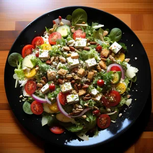 Fresh Vegetable Salad with Black Beans and Grilled Tomatoes