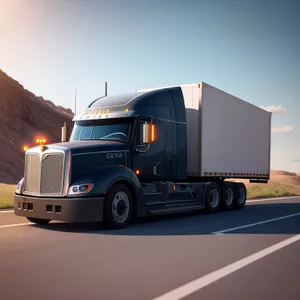 High-speed truck transporting cargo on a busy highway.