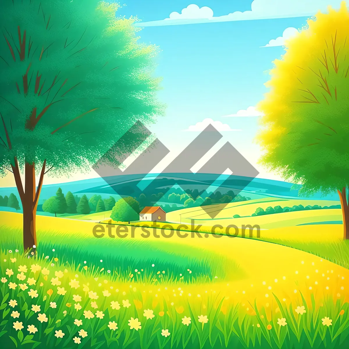 Picture of Sunset over the Rural Meadow