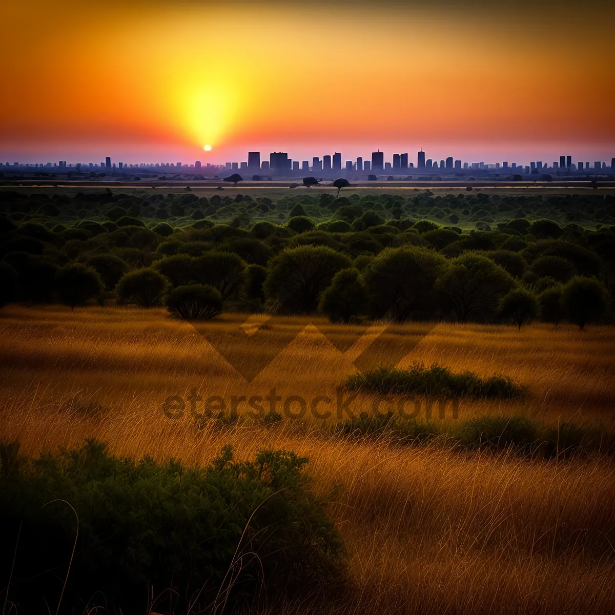 Picture of Sundown Over Rural Viaduct: Captivating Country Landscape