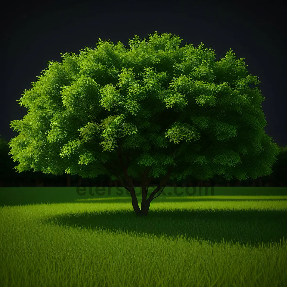 Picture of Serene Summer Meadow with Majestic Oak Tree
