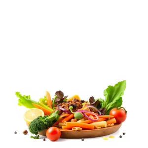 Fresh vegetable salad with meat and tomatoes