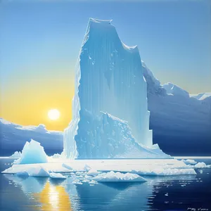 Snow-Capped Iceberg Amidst Arctic Ocean