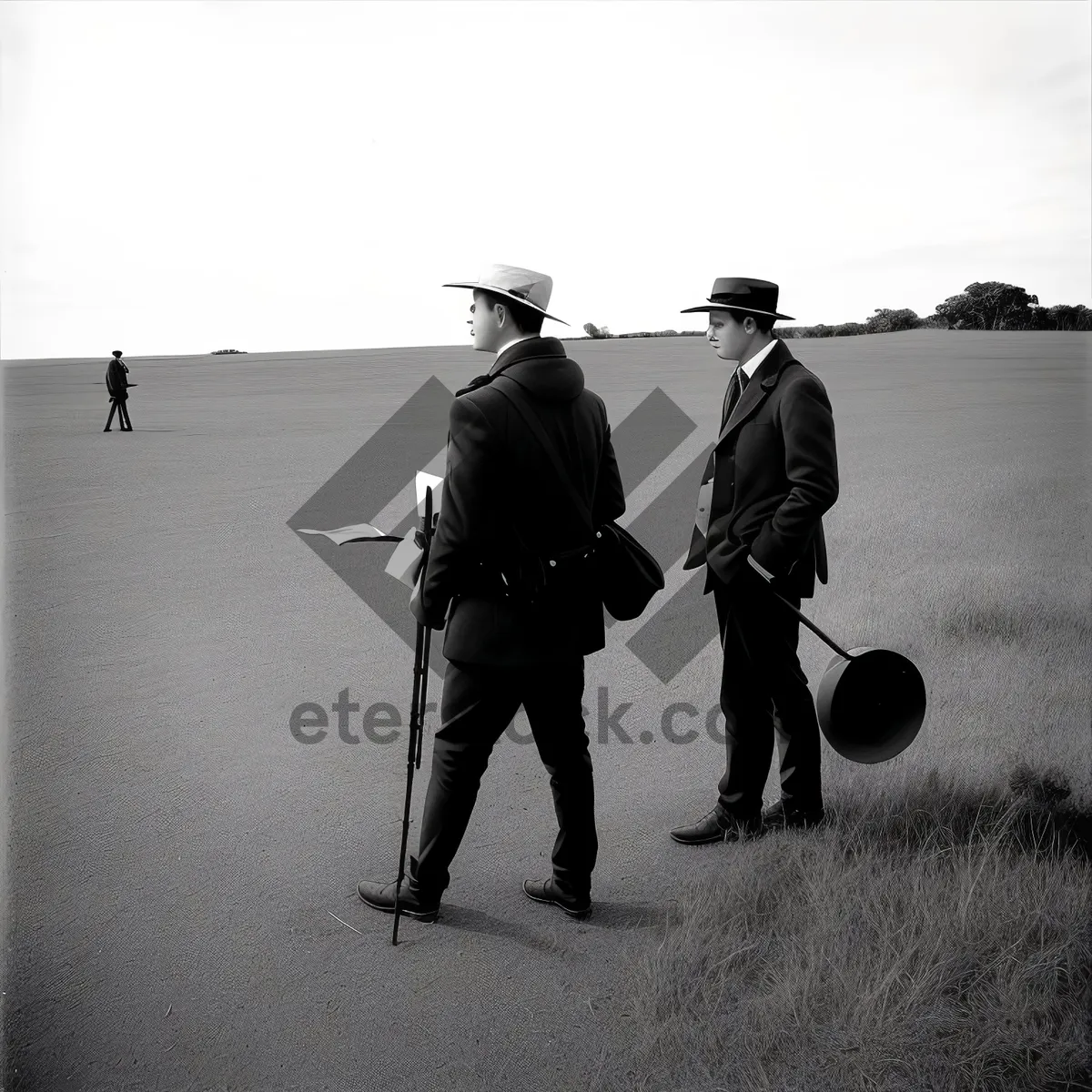 Picture of Active Man with Metal Detector, Exploring Outdoors