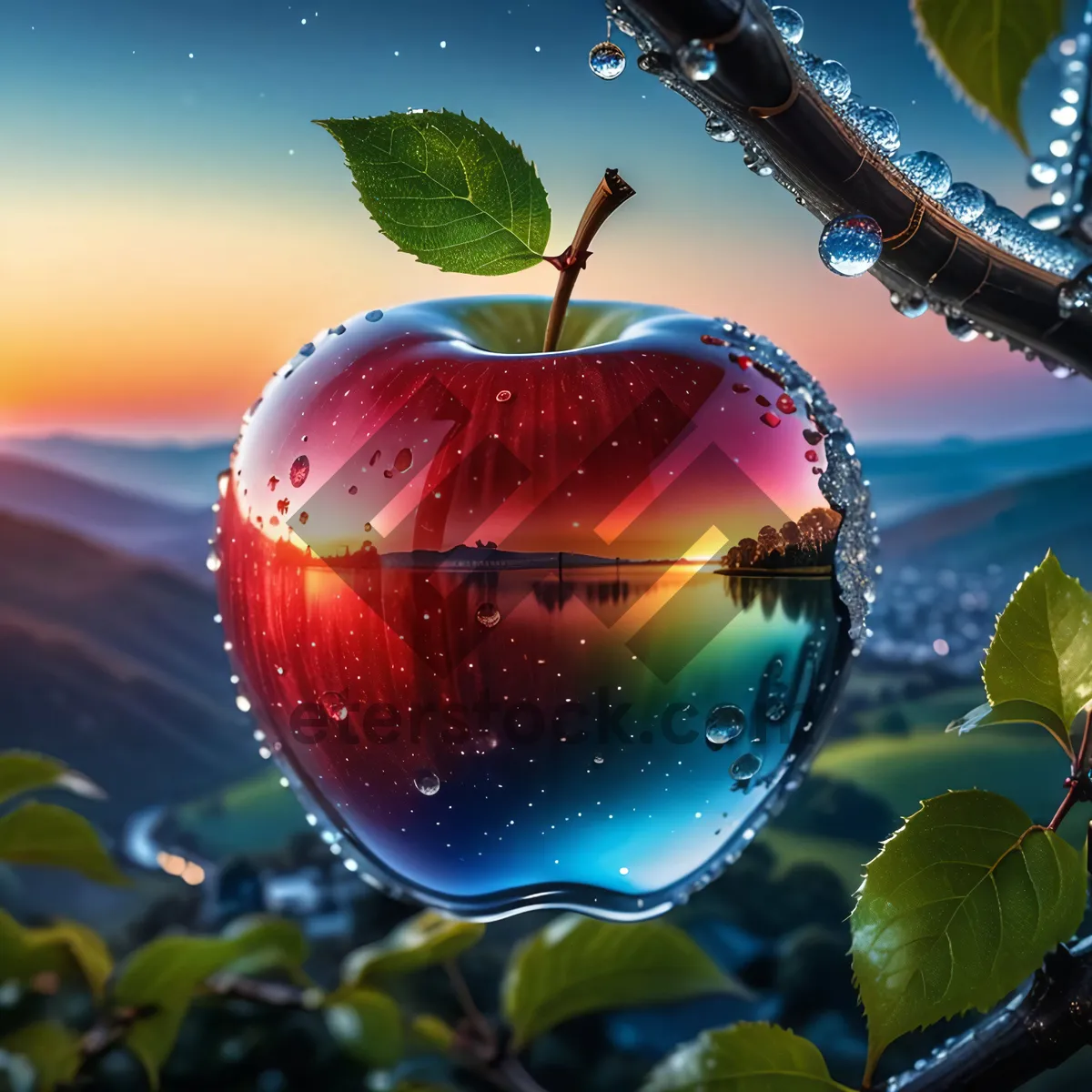 Picture of Festive Red Delicious Apple Tree Decoration