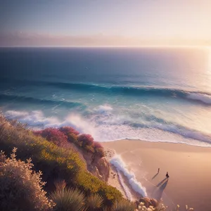 Majestic Sunset Over Ocean Waves