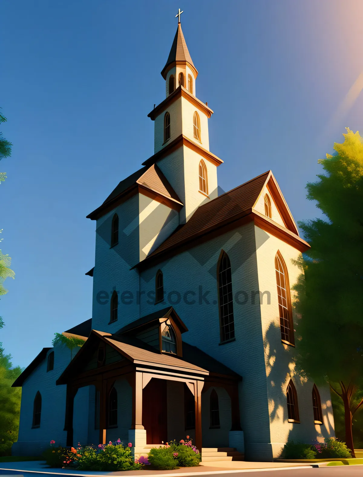 Picture of Historic Cathedral Tower Under a Protective Sky