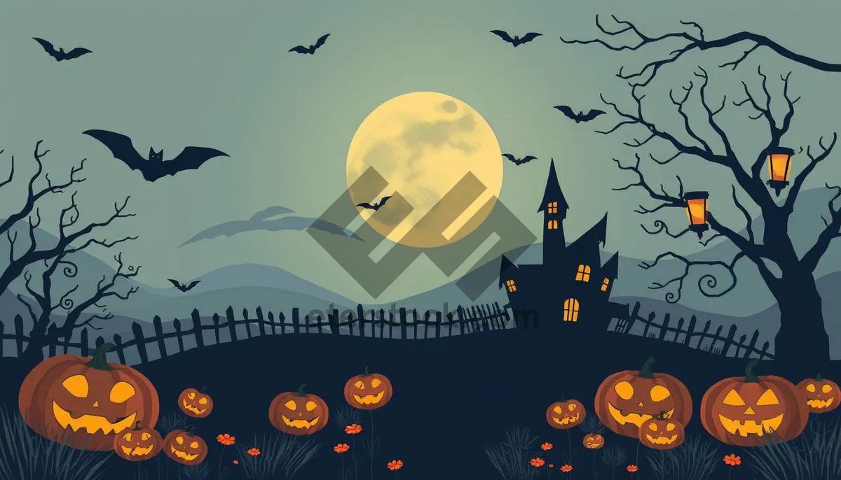 Picture of Silhouette Halloween Night Pumpkin Decoration
