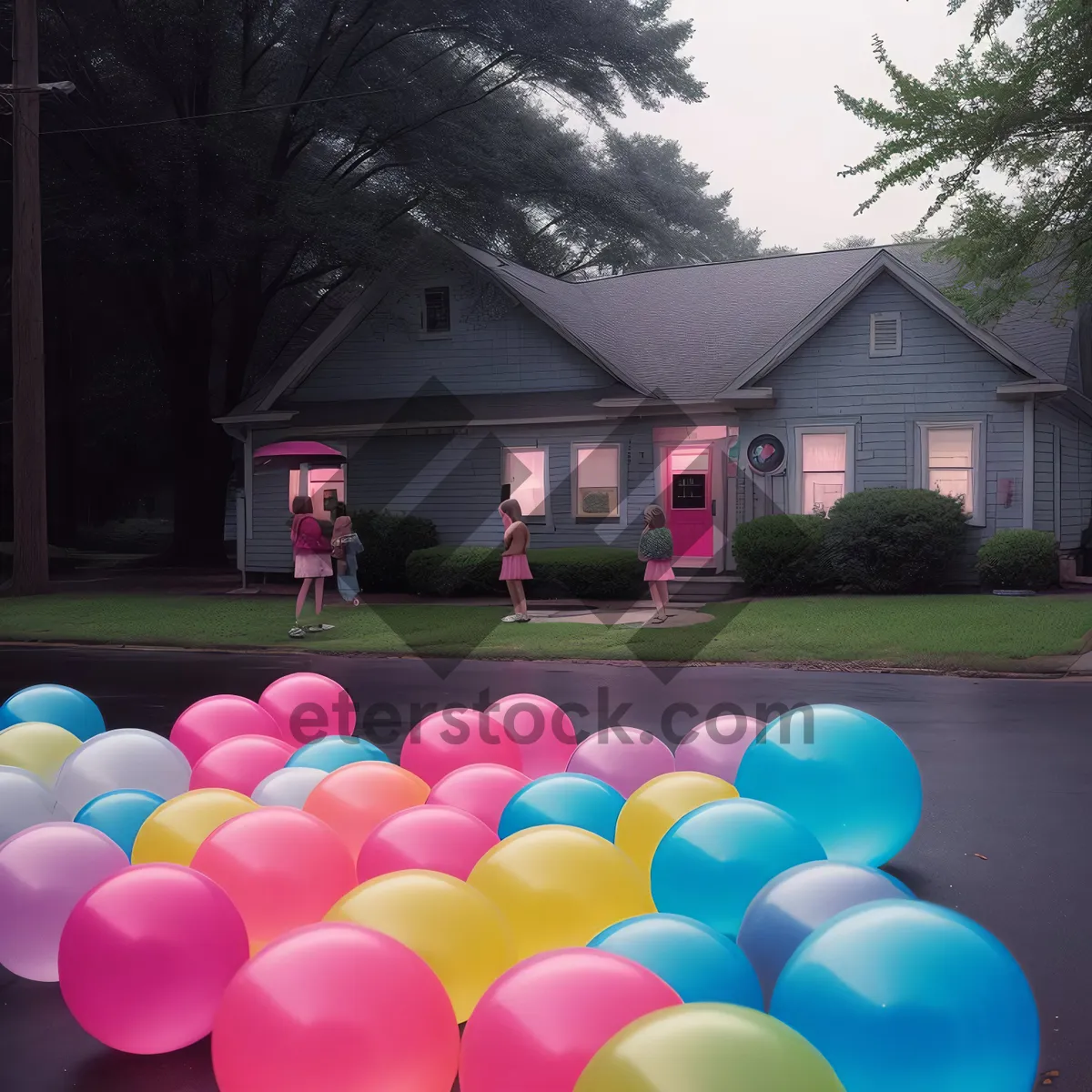 Picture of Colorful Balloon Celebration in Resort Area