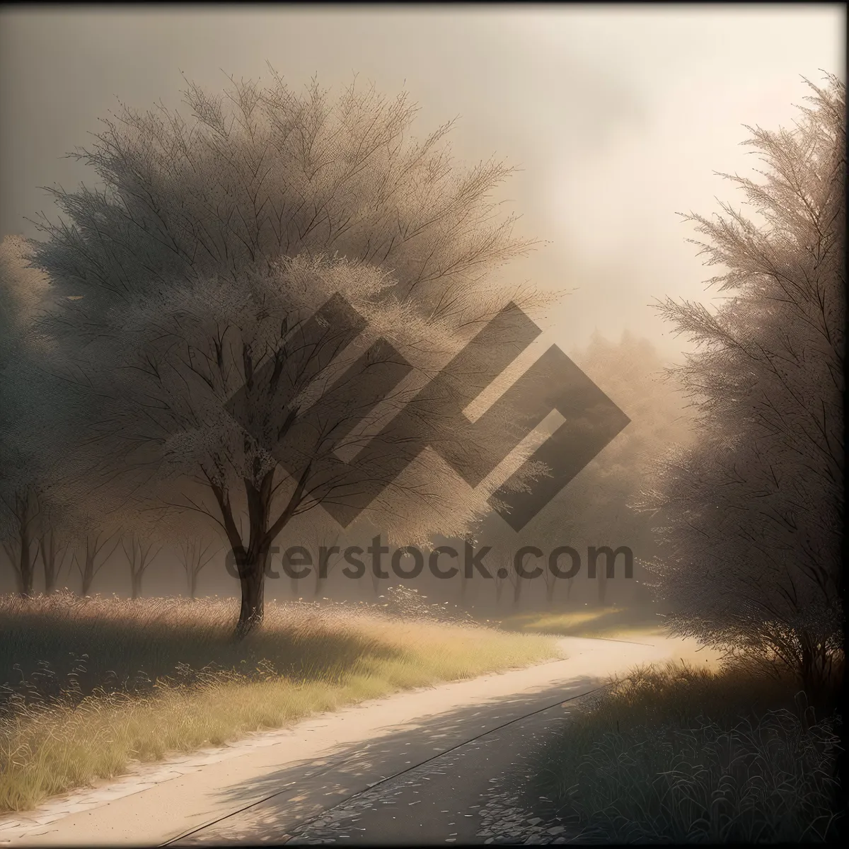 Picture of Serene Winter Landscape with Snow-Covered Trees