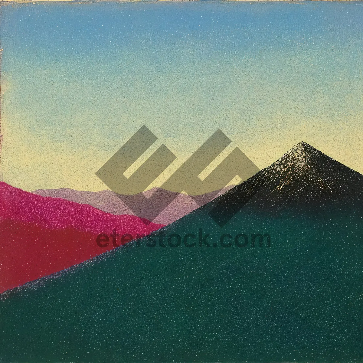 Picture of Majestic Desert Sunset over Mountainous Volcanic Terrain