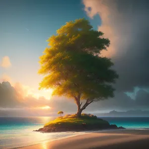 Sunset Serenity on Tropical Beach