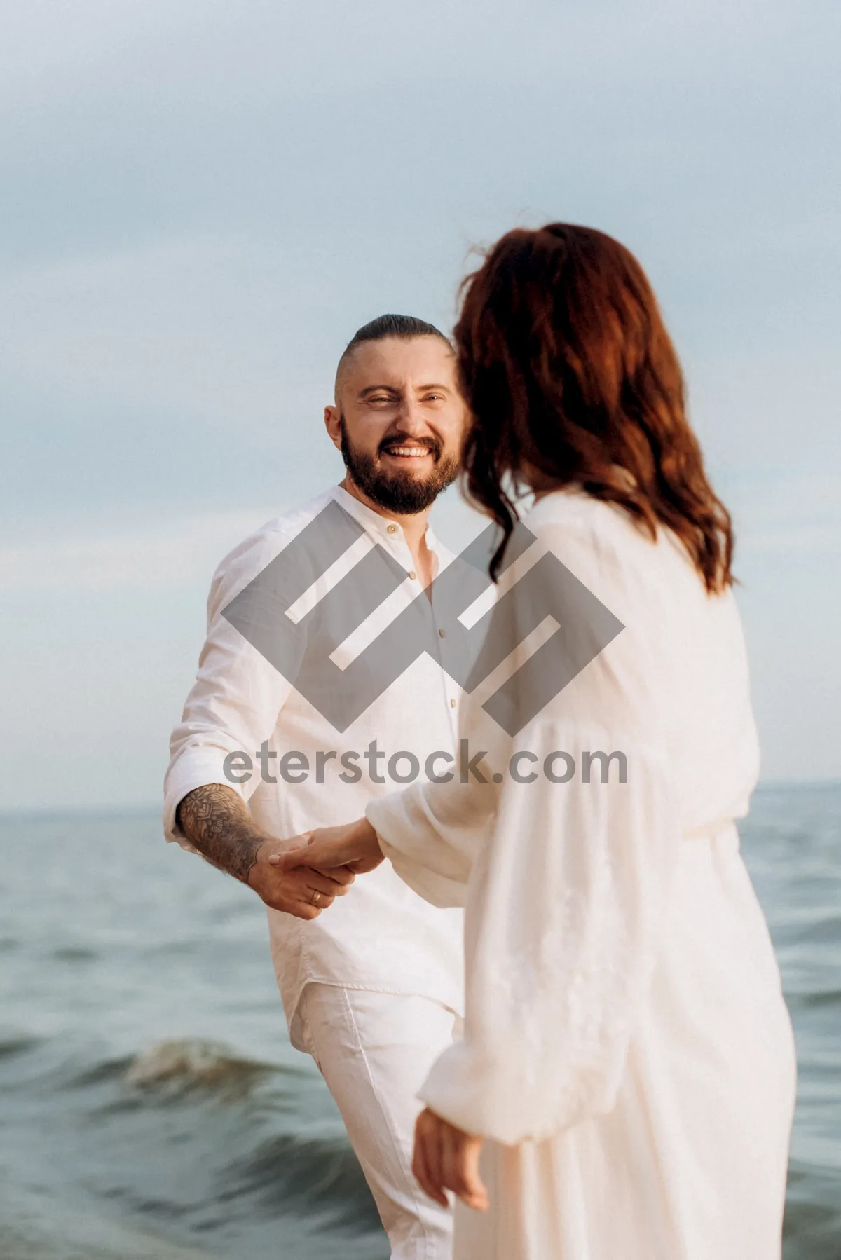 Picture of Happy Couple Enjoying Summer Beach Vacation Together