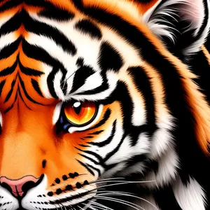 Wild Tiger's Striped Ferocity Roars in Wildlife Sanctuary