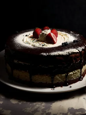 Decadent Chocolate Berry Cake with Fresh Mint