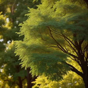 Autumn foliage in a vibrant forest landscape.