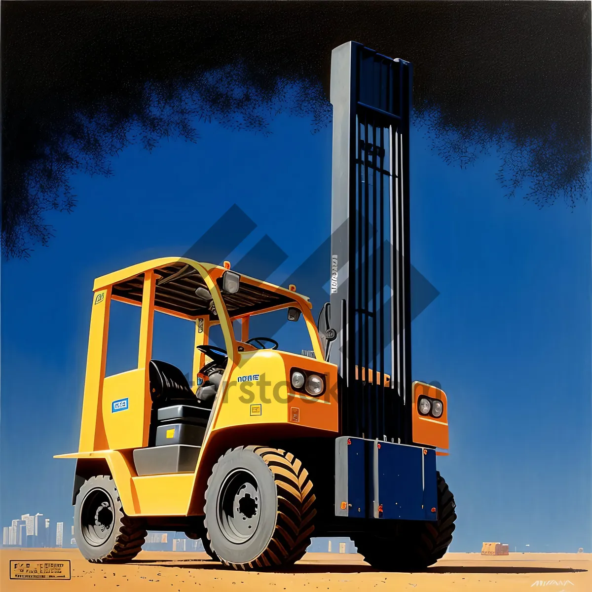 Picture of Yellow Heavy Duty Forklift Loader with Hydraulic Bucket